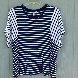 238.Tommy Bahama Women’s Navy and White striped T-shirt.